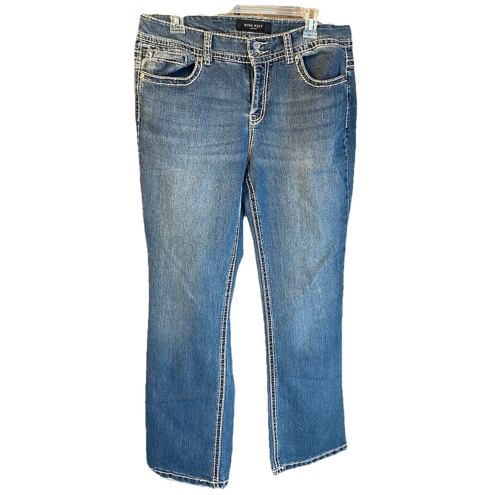 Nine West Women's Annette Sz‎ 12/30 Blue Bootcut Dark Wash Stretch Jeans